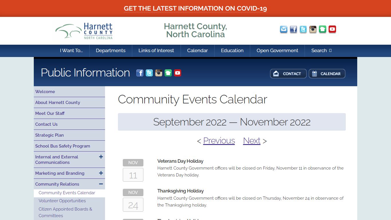 Public Information: Community Calendar | Harnett County, North Carolina